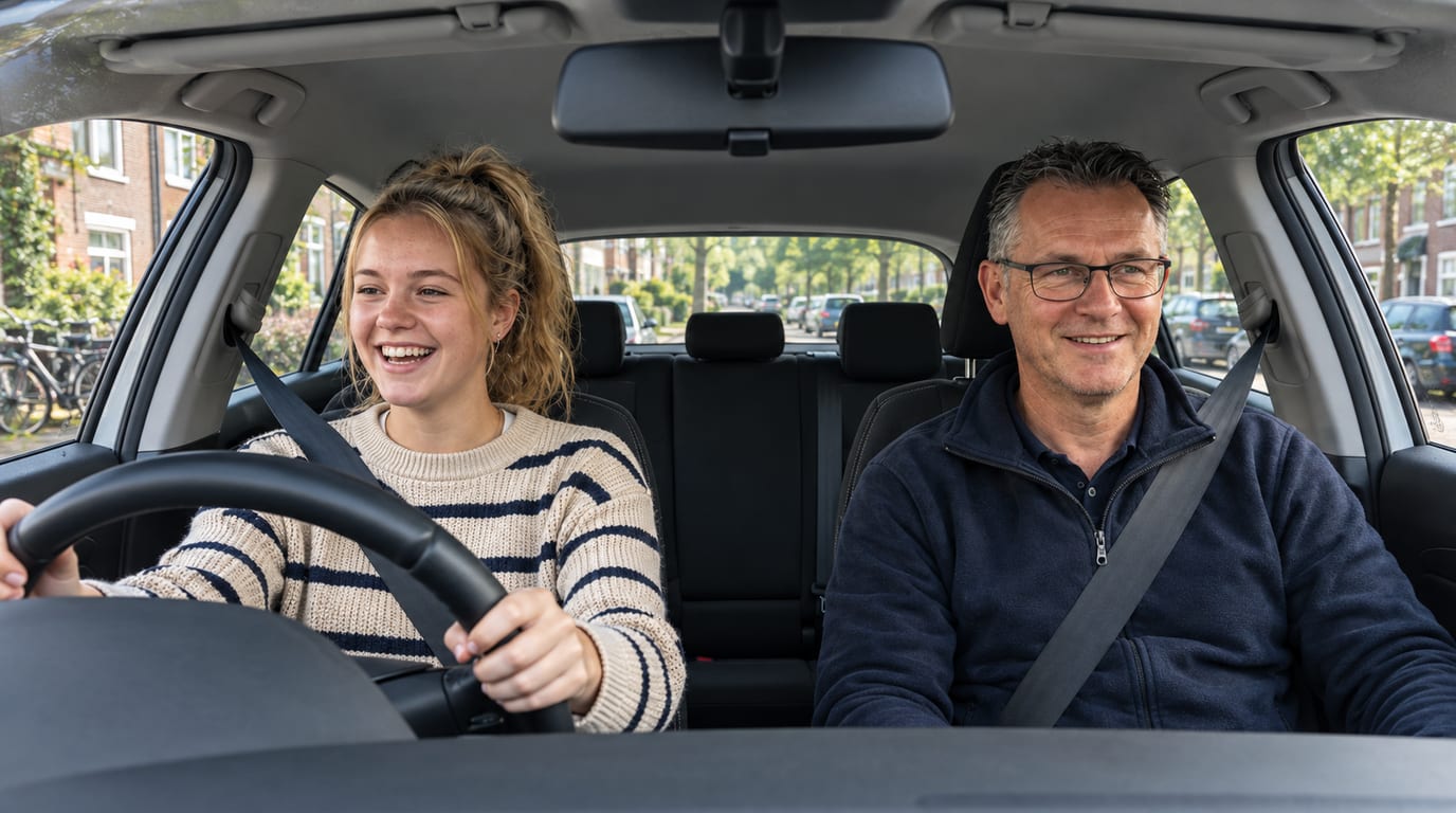 Leerling en instructeur tijdens een rijles